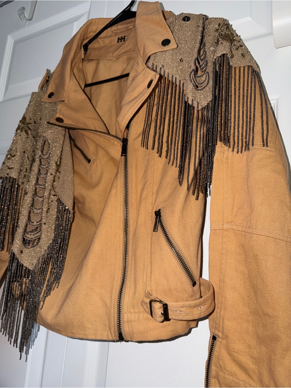 Haute Hippie Tan Fringed Leather Moto Jacket - Picture 6 of 11